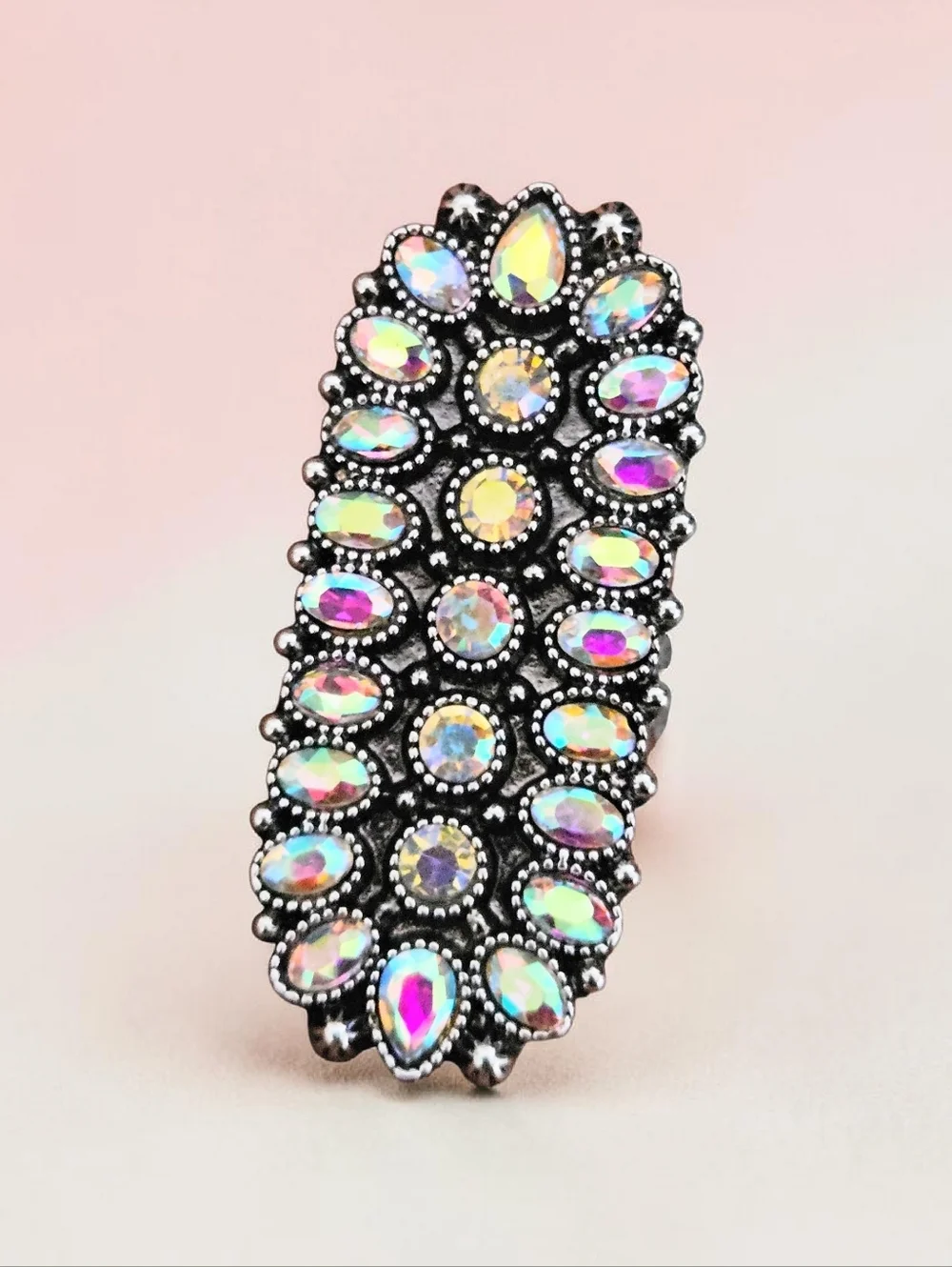 AURORA BOREALIS STATEMENT RING ADJUSTABLE SIZE 7 - 9